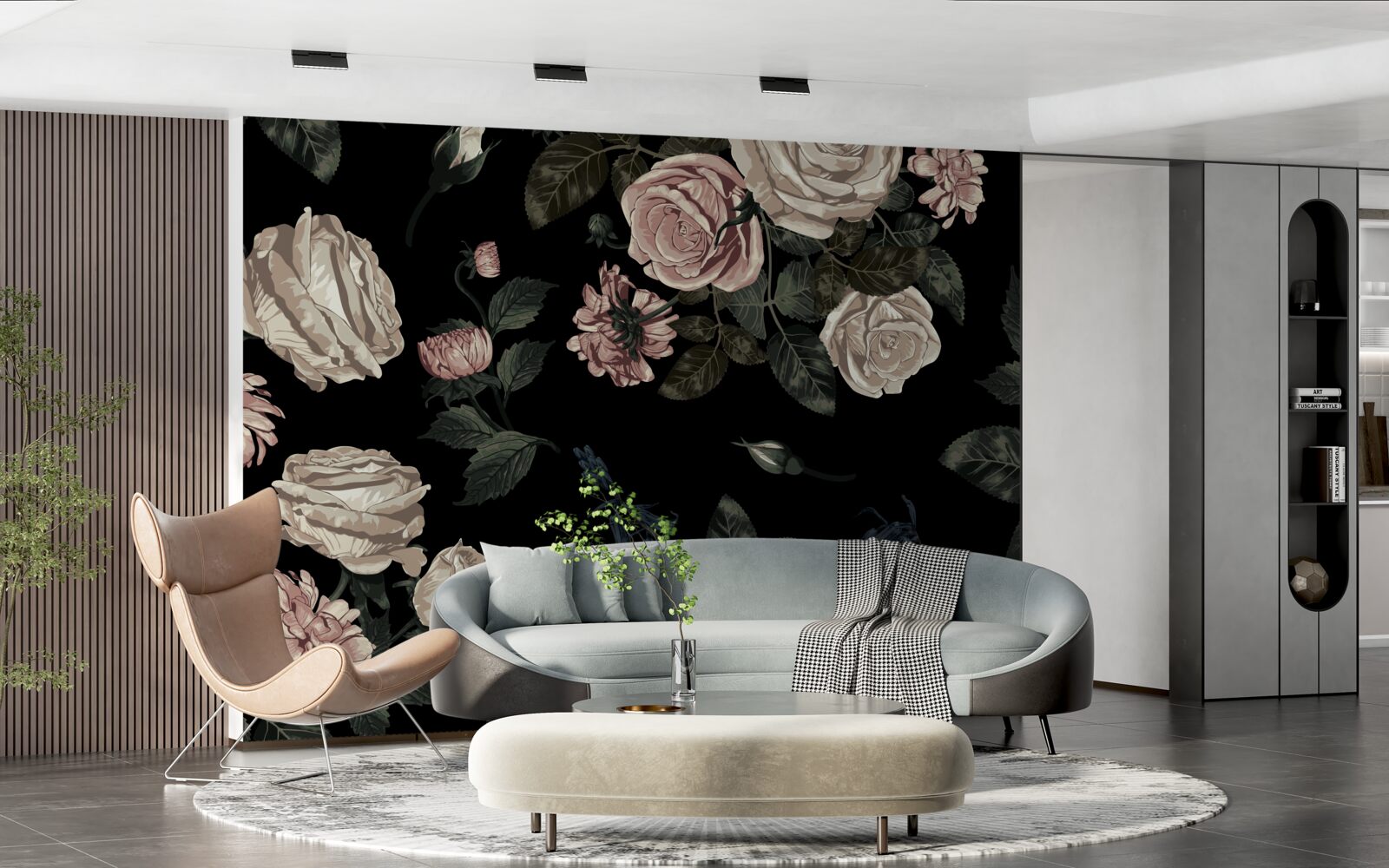 Fototapet mugurii luminoși contrastează cu fundalul întunecat