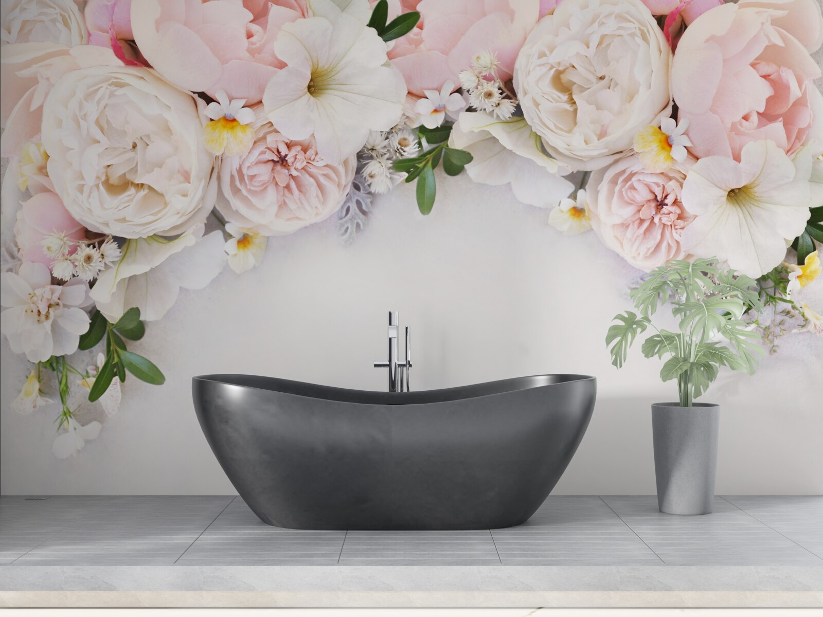 Fototapet o ramură de bujori mari în roz deschis