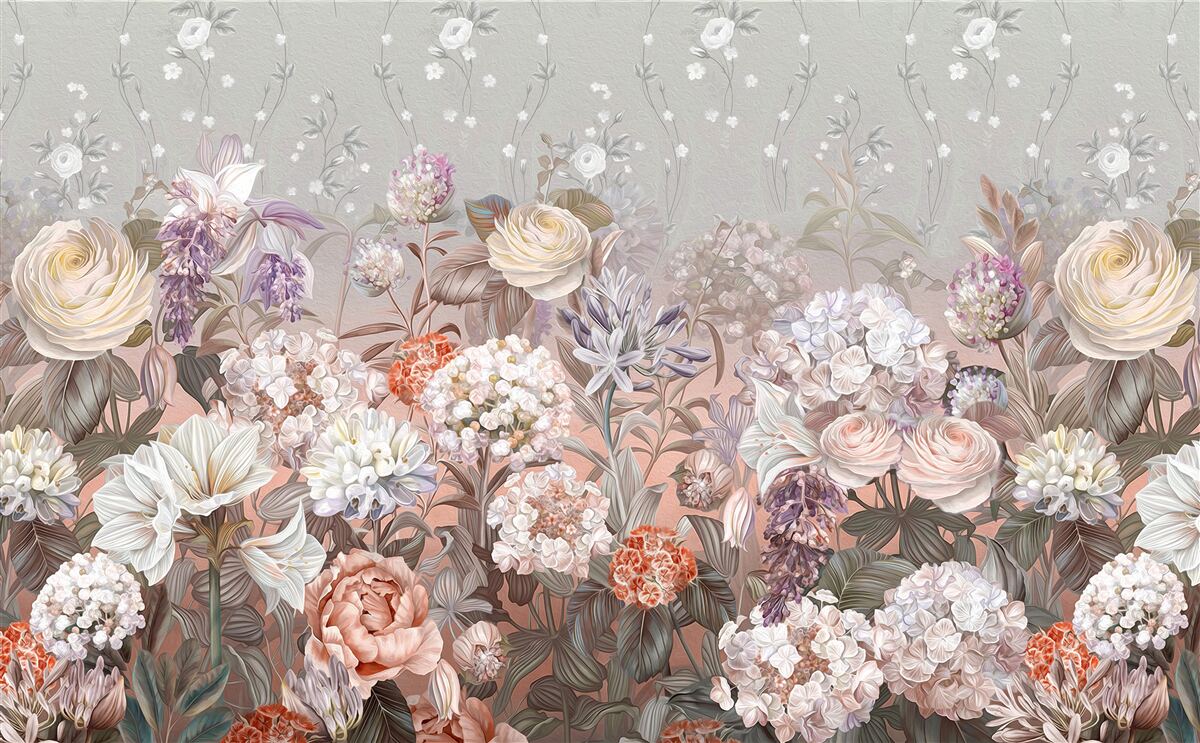 Fototapet flori într-o pajiște sub un cer de noapte