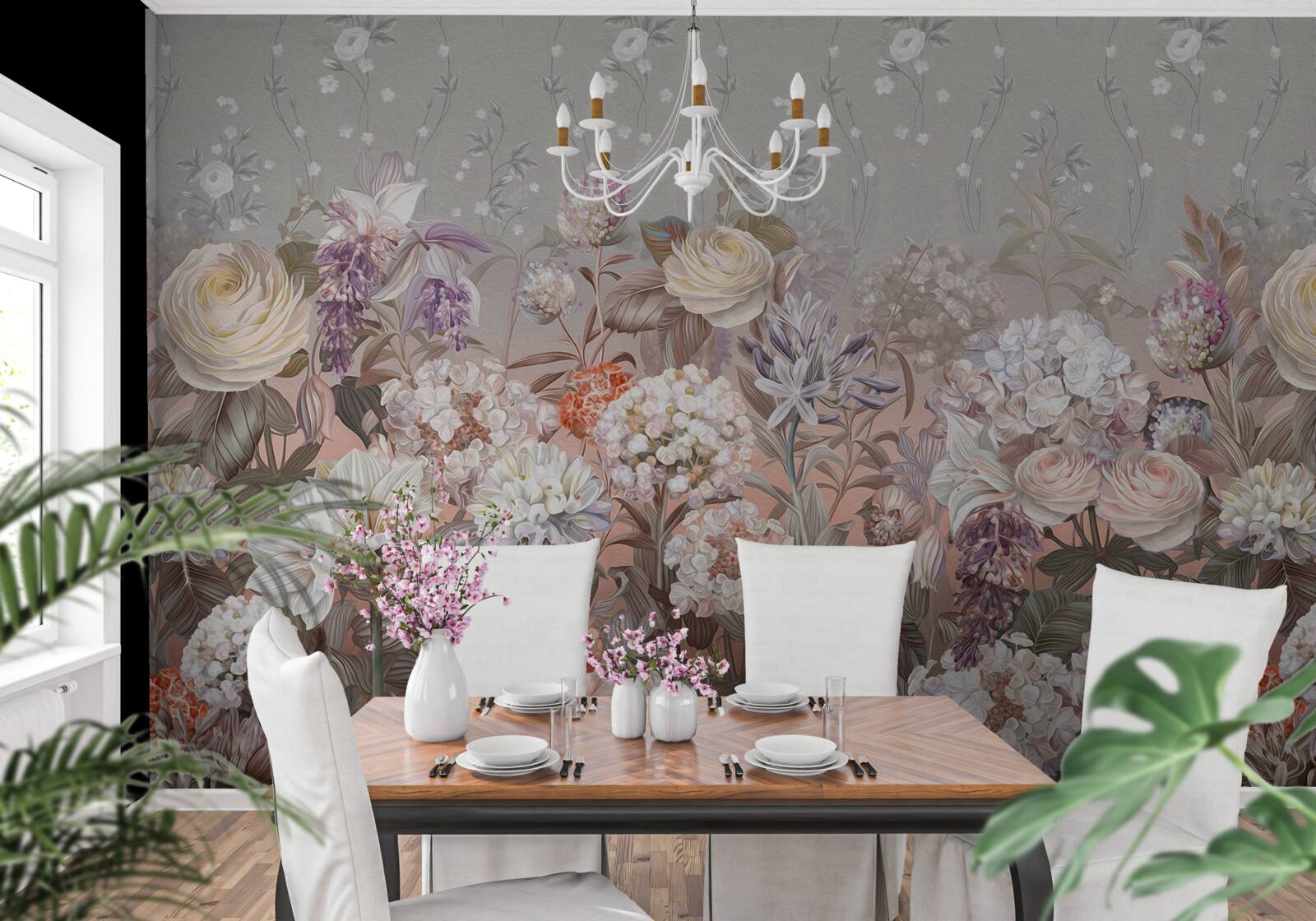 Fototapet flori într-o pajiște sub un cer de noapte