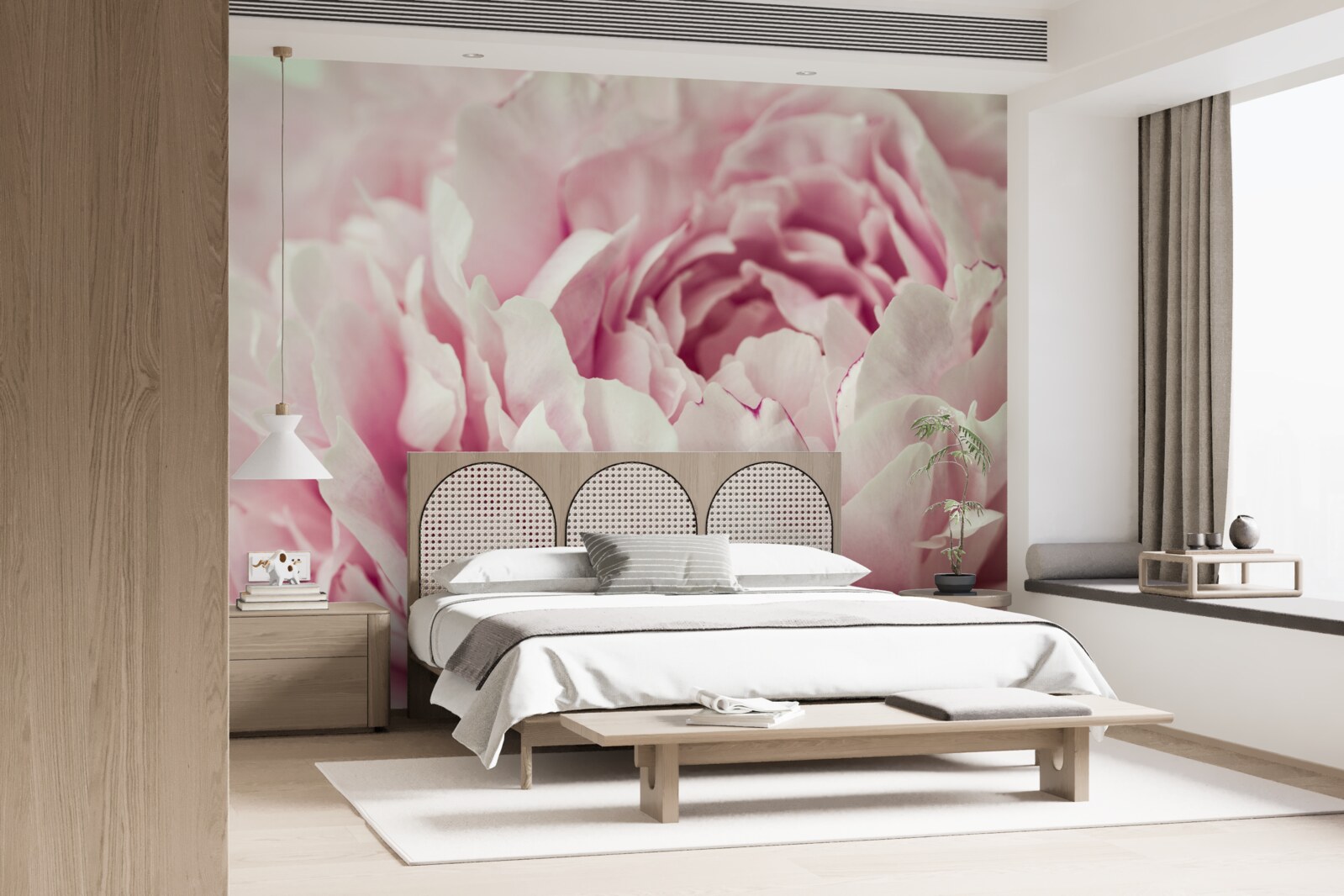 Fototapet frunzele moi ale florii roz