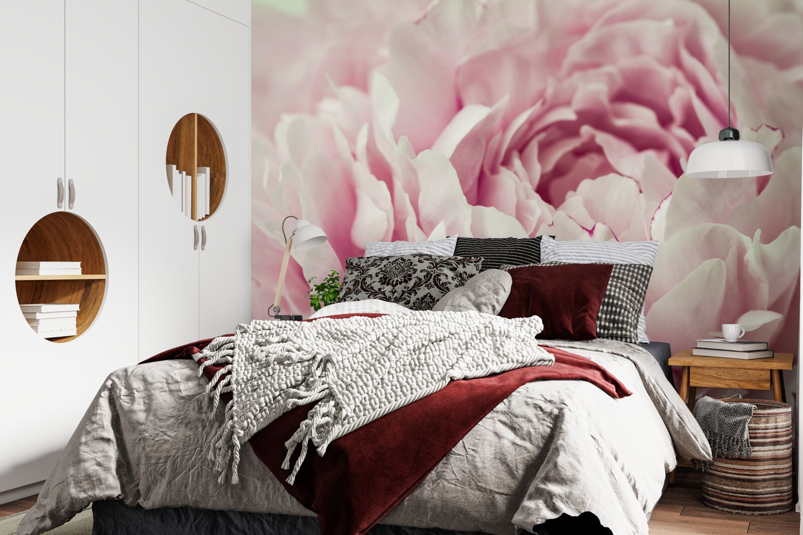 Fototapet frunzele moi ale florii roz