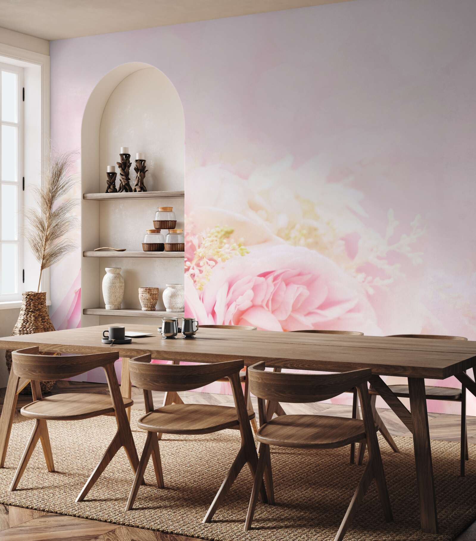 Fototapet bujor roz trandafir set