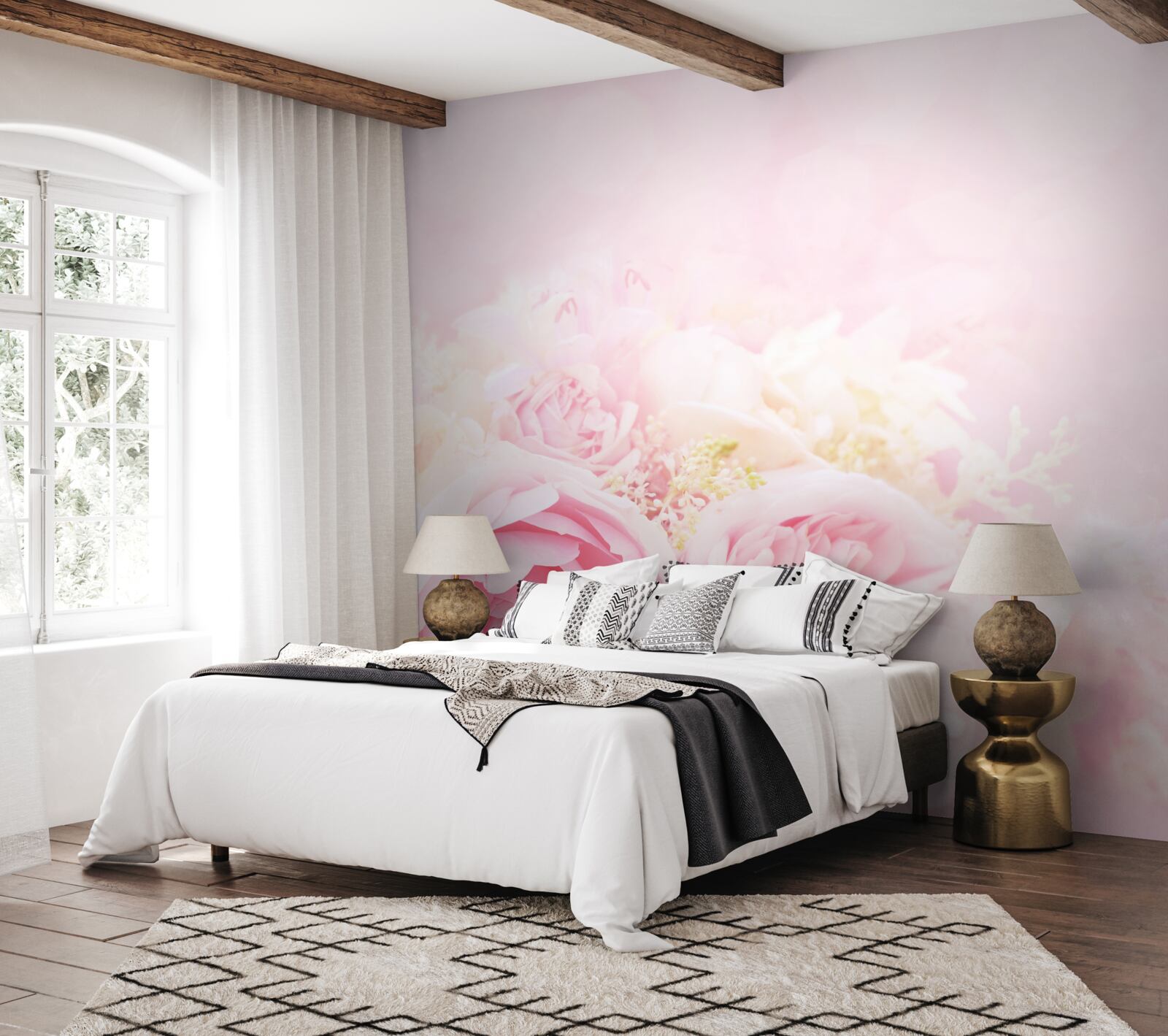 Fototapet bujor roz trandafir set