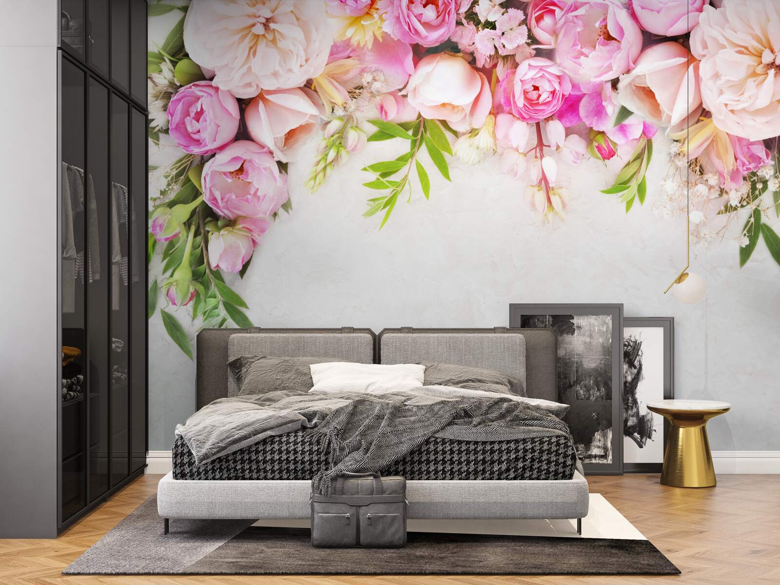 Fototapet ramură cu flori albe și roz