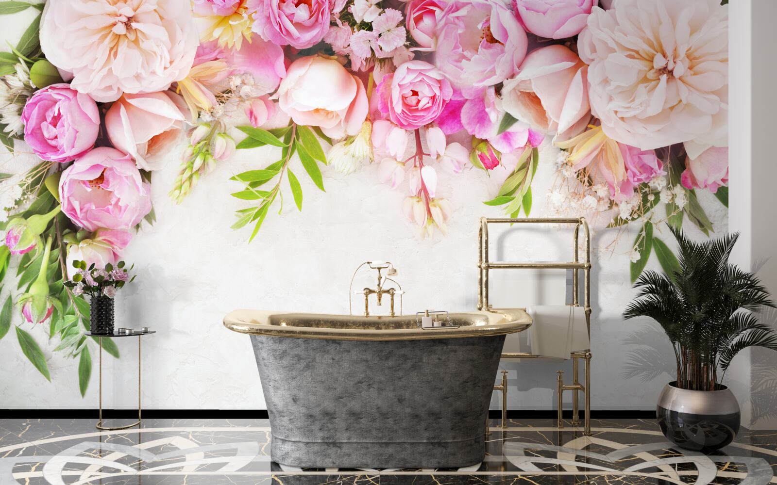 Fototapet ramură cu flori albe și roz