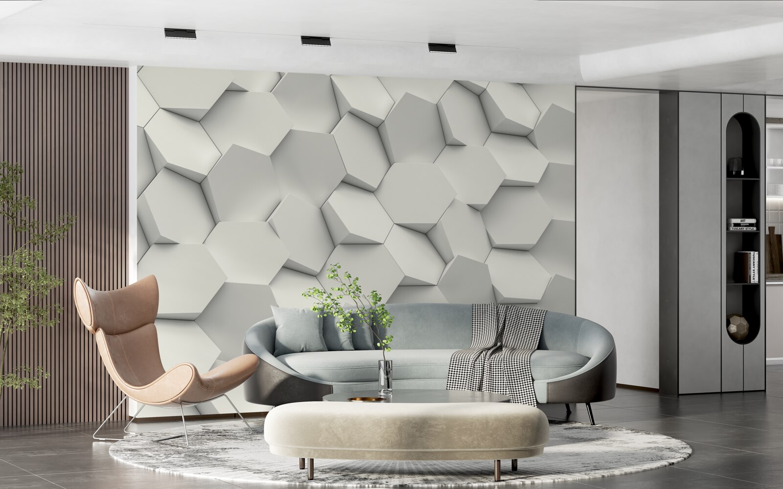 Fototapet hexagoanele se rotesc în direcții diferite