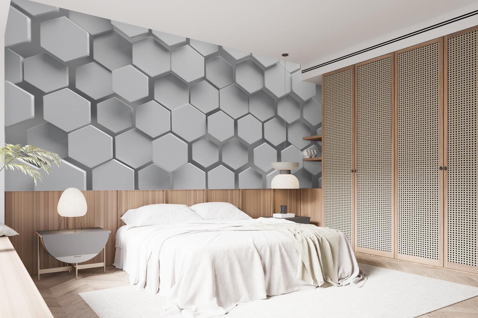 Fototapet hexagoane convexe gri