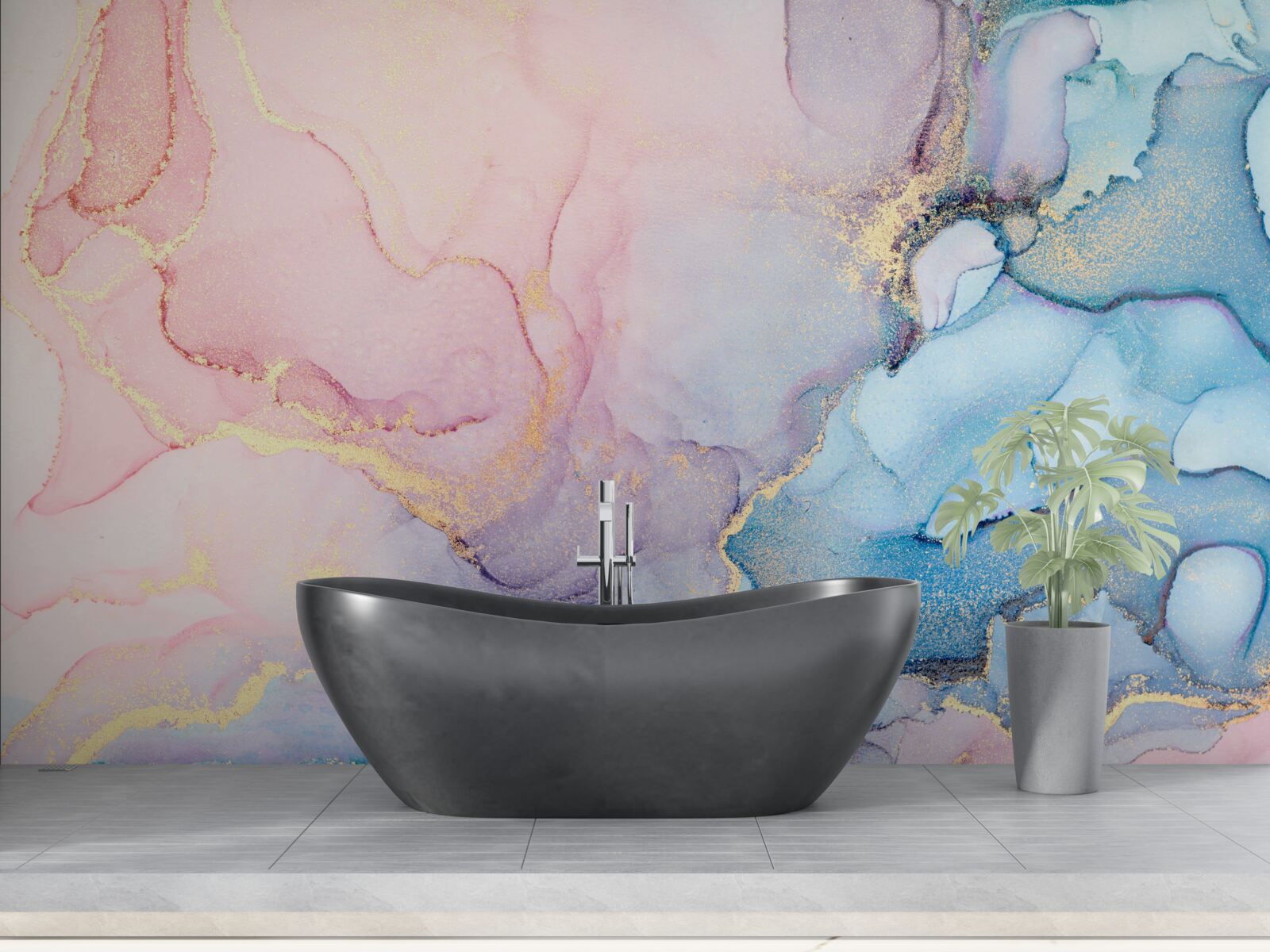 Fototapet nori roz moale plutesc deasupra apei