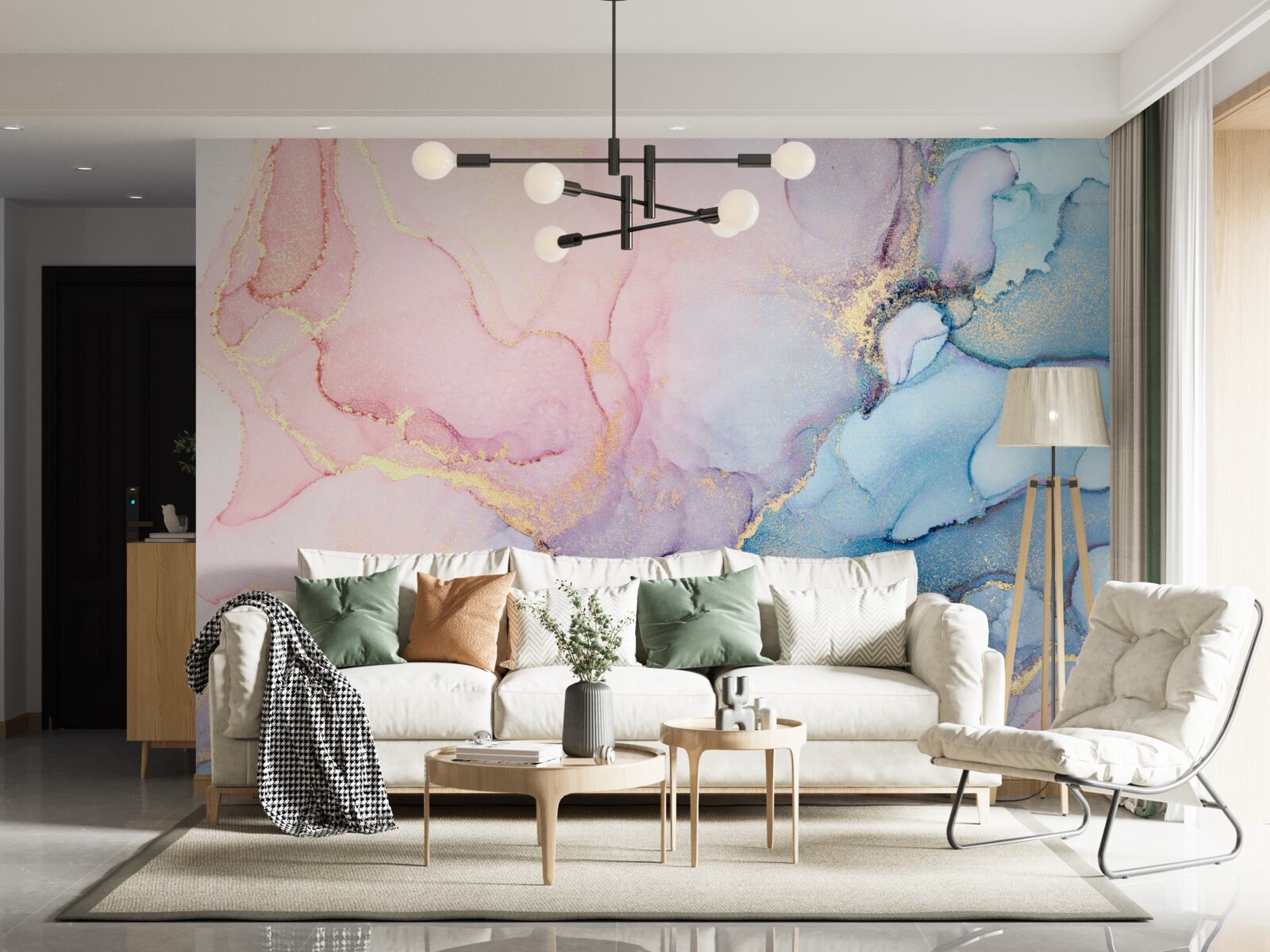 Fototapet nori roz moale plutesc deasupra apei