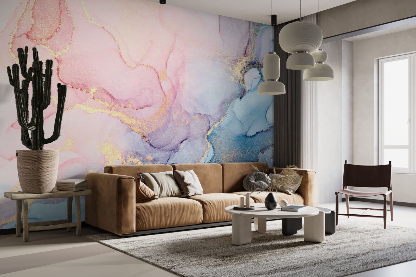 Fototapet nori roz moale plutesc deasupra apei