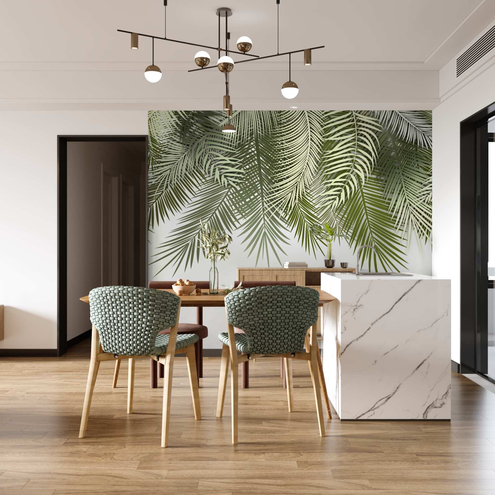 Fototapet ferigă cu umbră verde, căzută