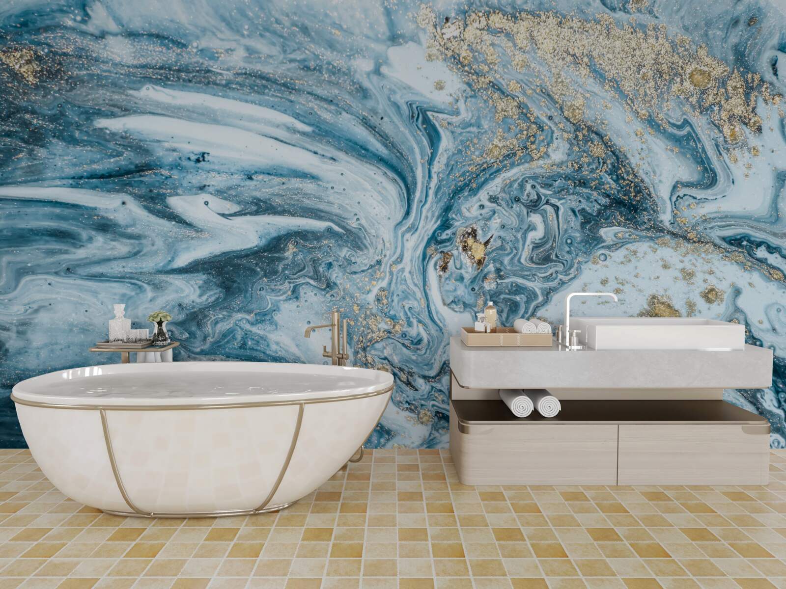 Fototapet lichid albastru turcesc