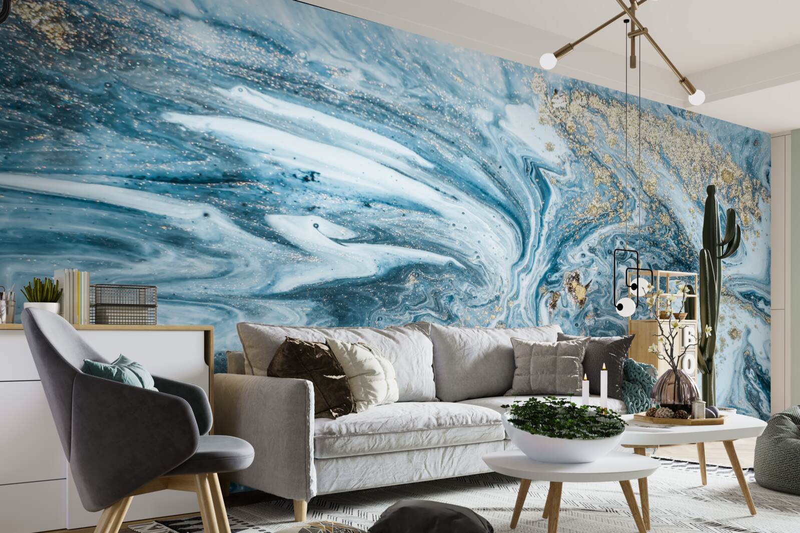 Fototapet lichid albastru turcesc