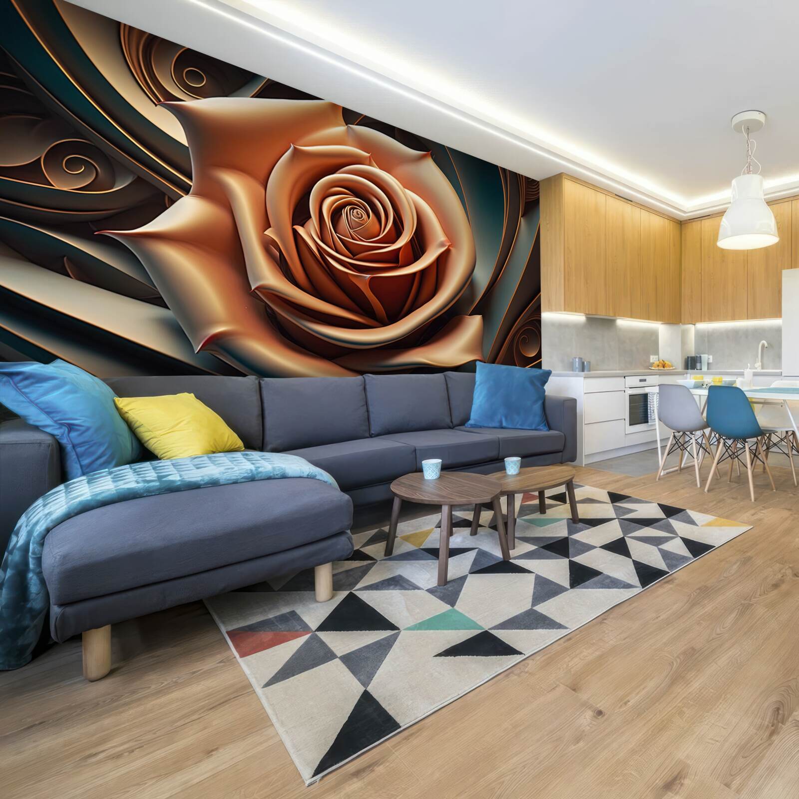 Fototapet metal maro trandafir