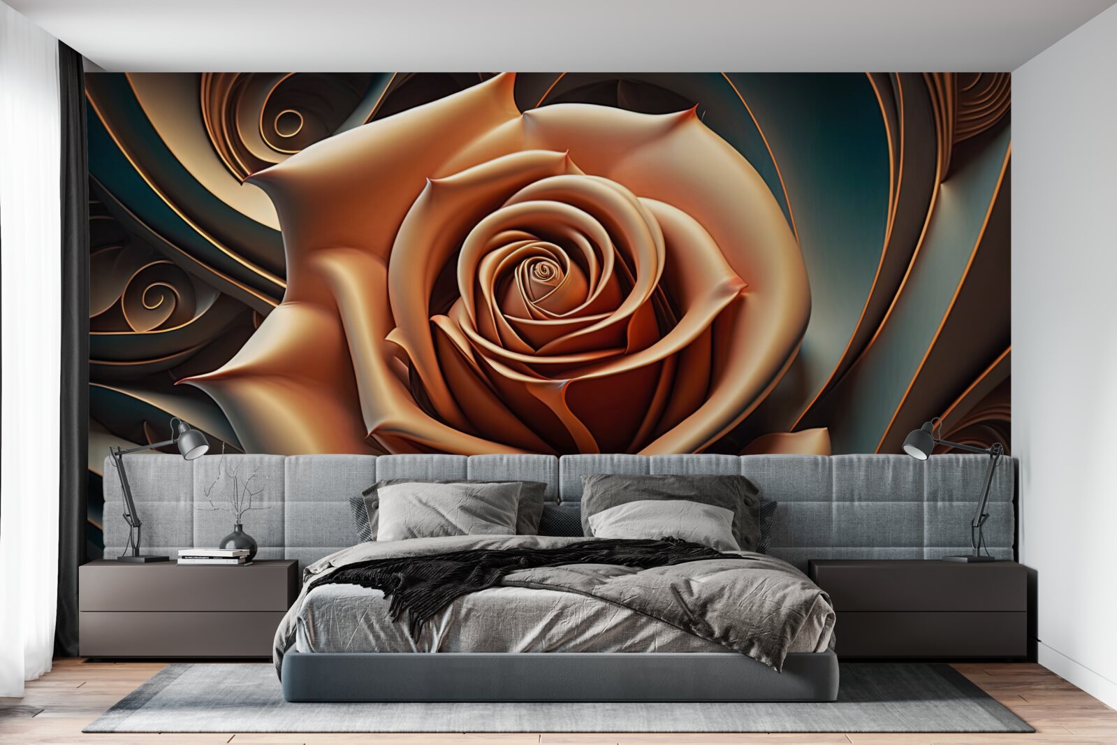 Fototapet metal maro trandafir