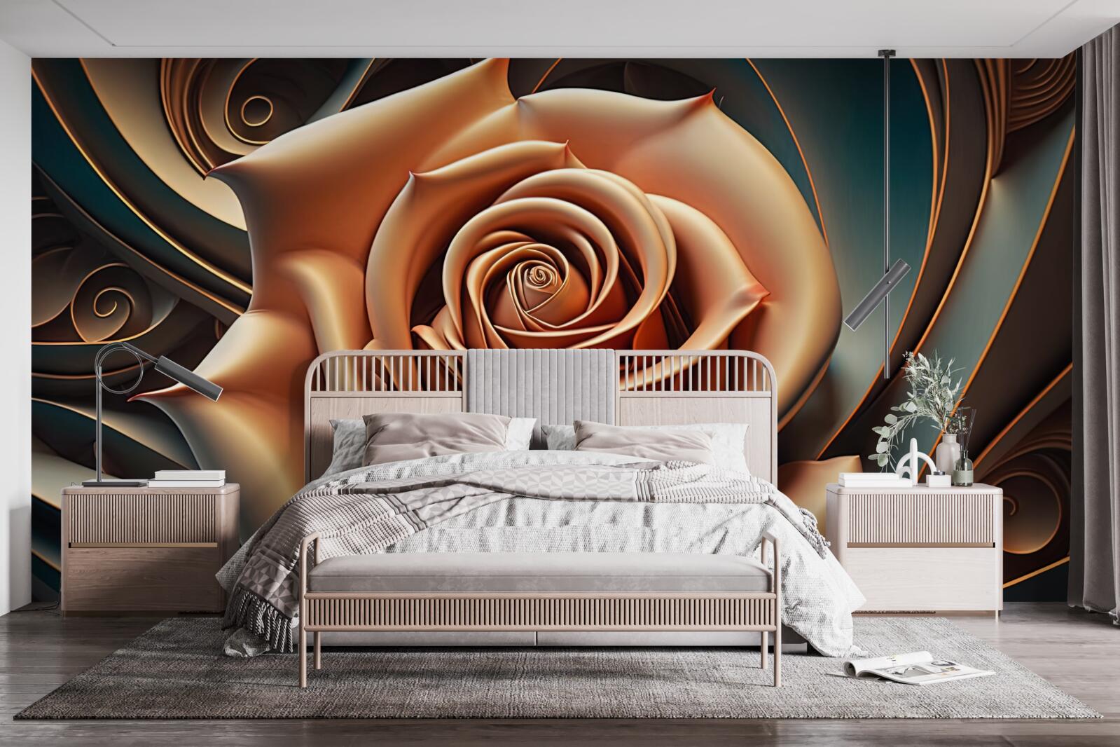 Fototapet metal maro trandafir