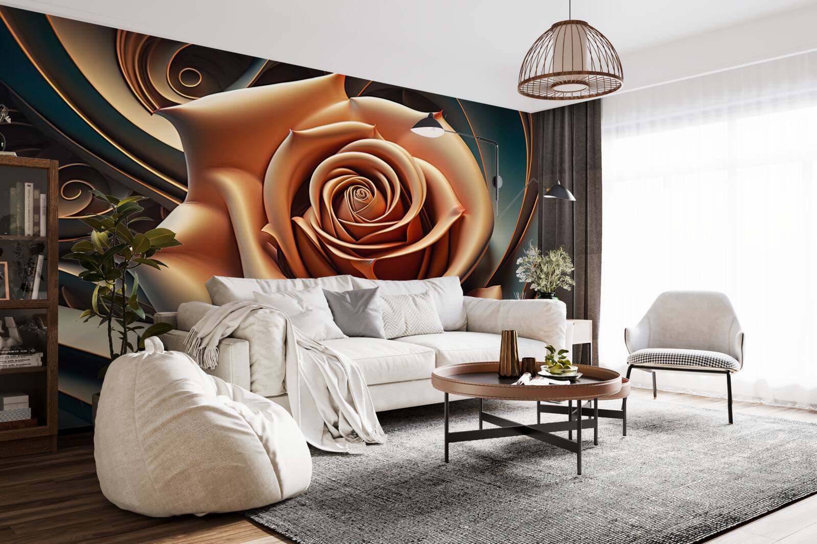 Fototapet metal maro trandafir