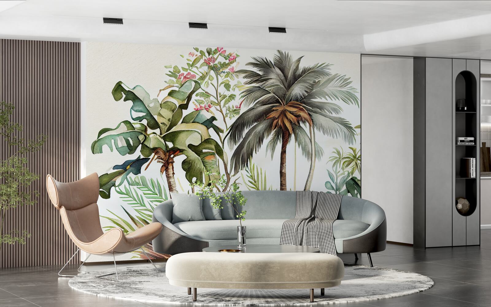 Fototapet plante tropicale, inclusiv palmieri