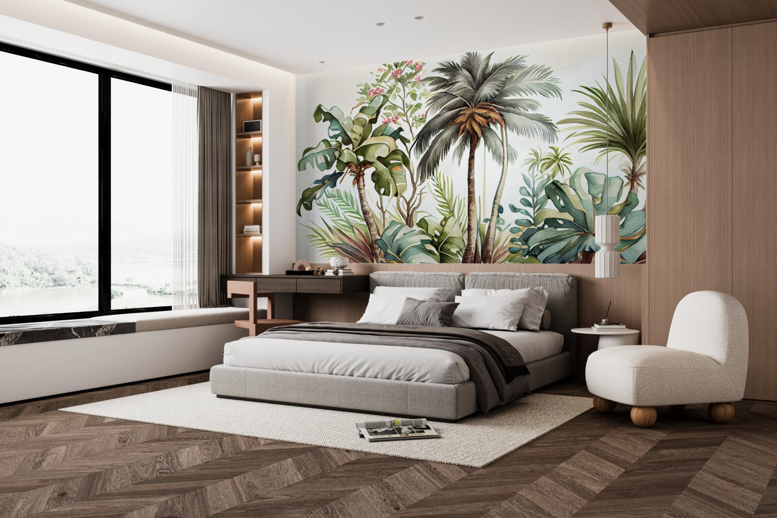 Fototapet plante tropicale, inclusiv palmieri