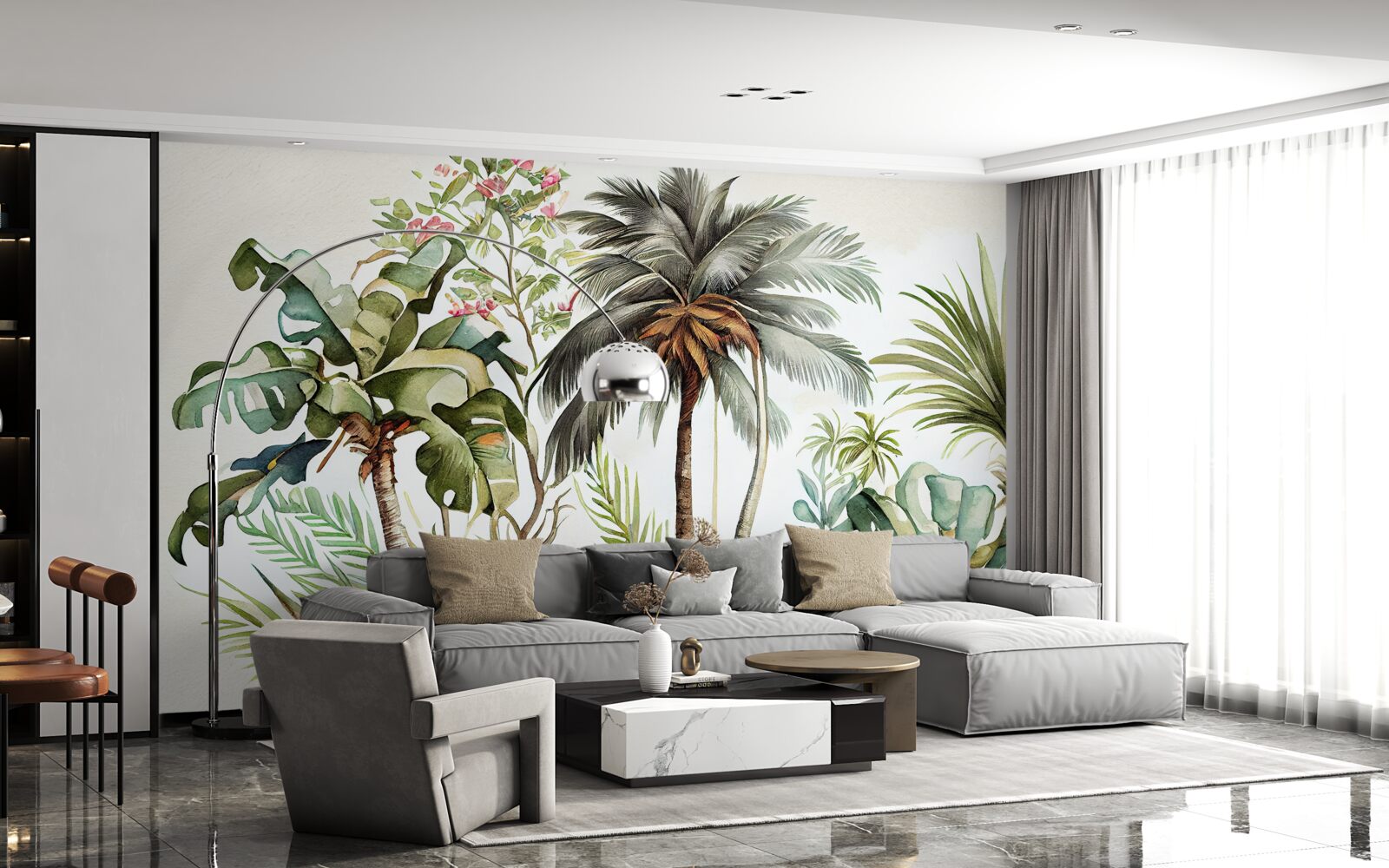 Fototapet plante tropicale, inclusiv palmieri