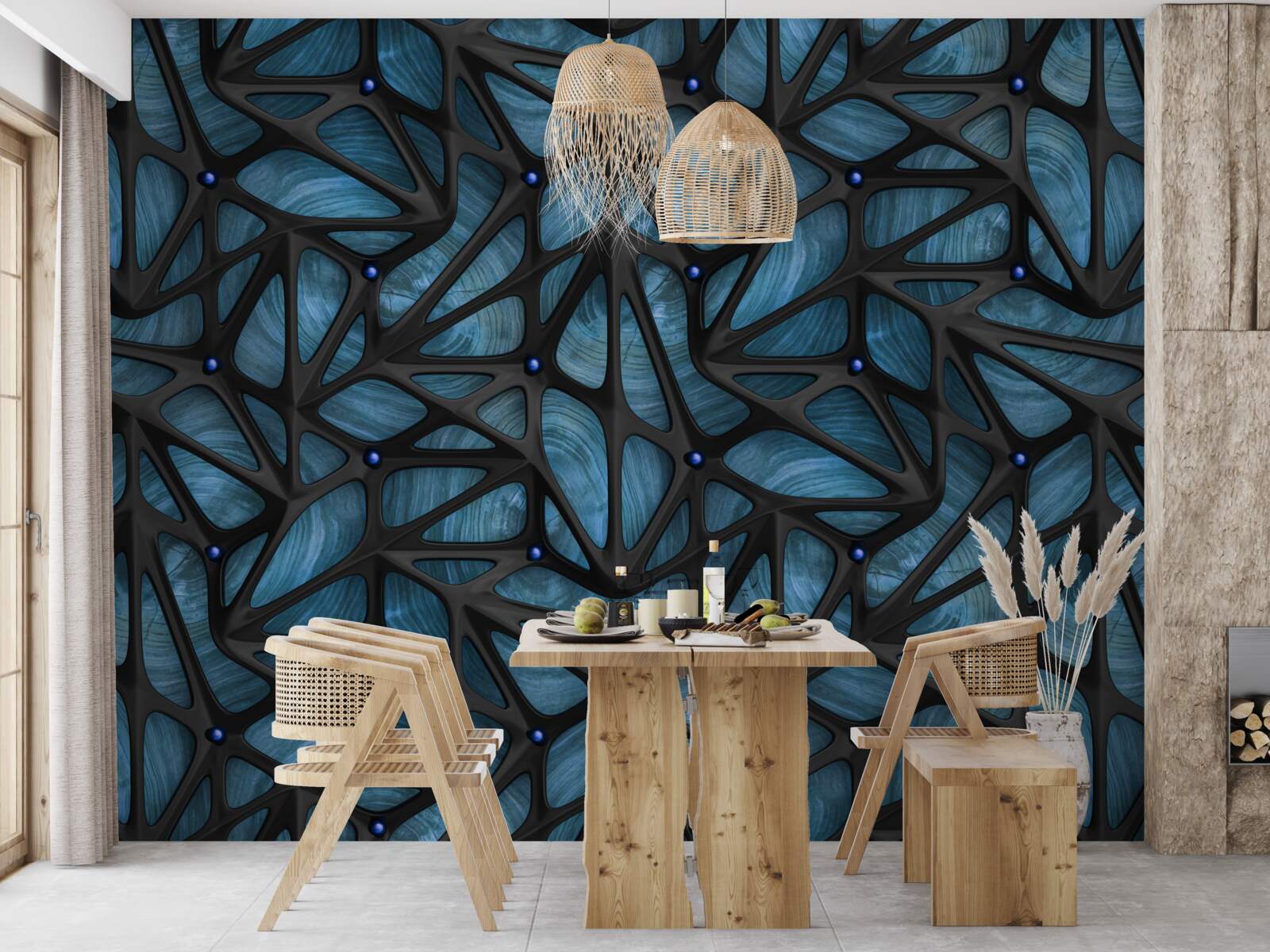 Fototapet Lumina lunii luminează noaptea pădurea acoperită cu frunze