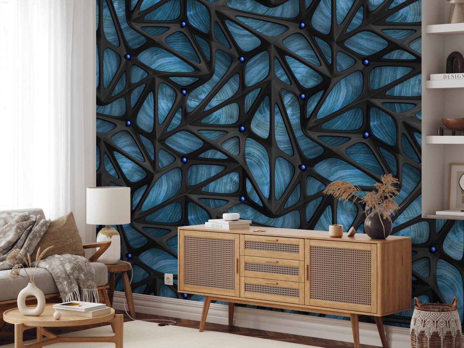 Fototapet Lumina lunii luminează noaptea pădurea acoperită cu frunze