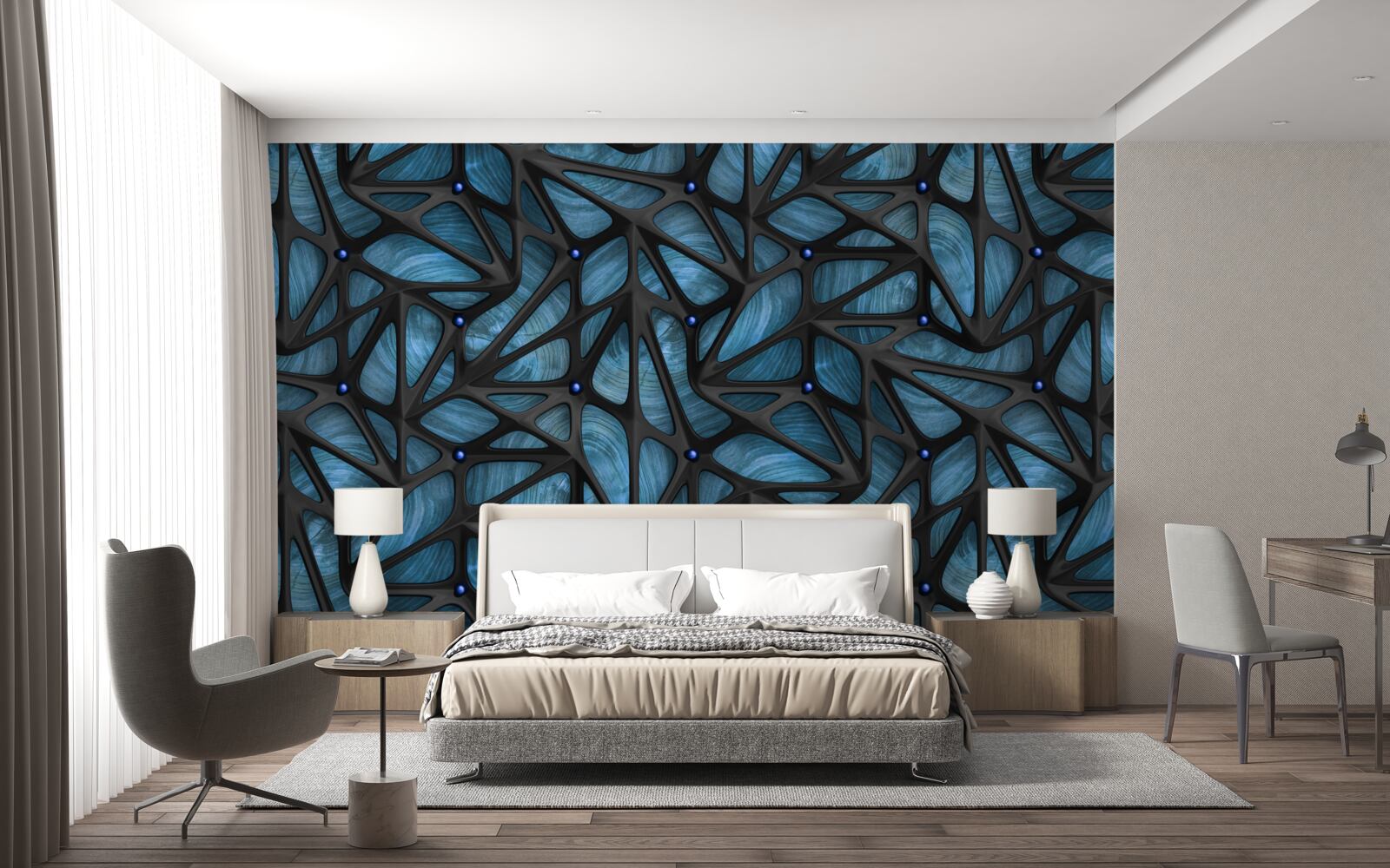 Fototapet Lumina lunii luminează noaptea pădurea acoperită cu frunze