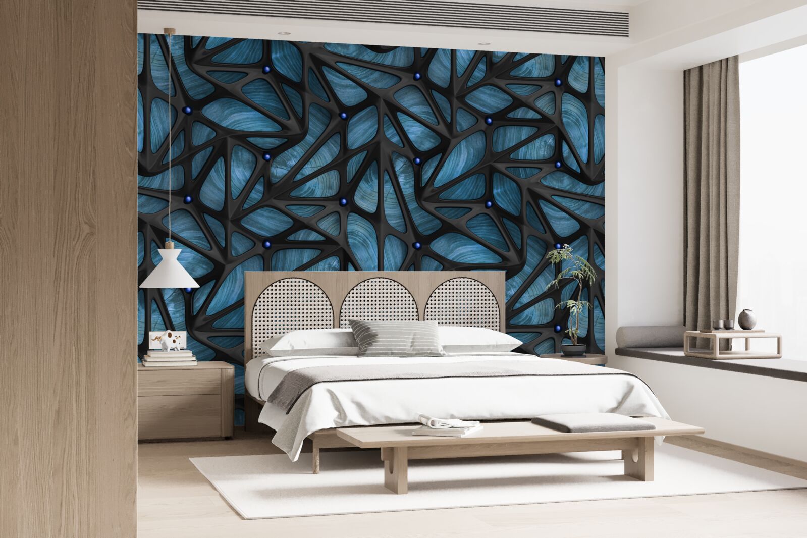 Fototapet Lumina lunii luminează noaptea pădurea acoperită cu frunze