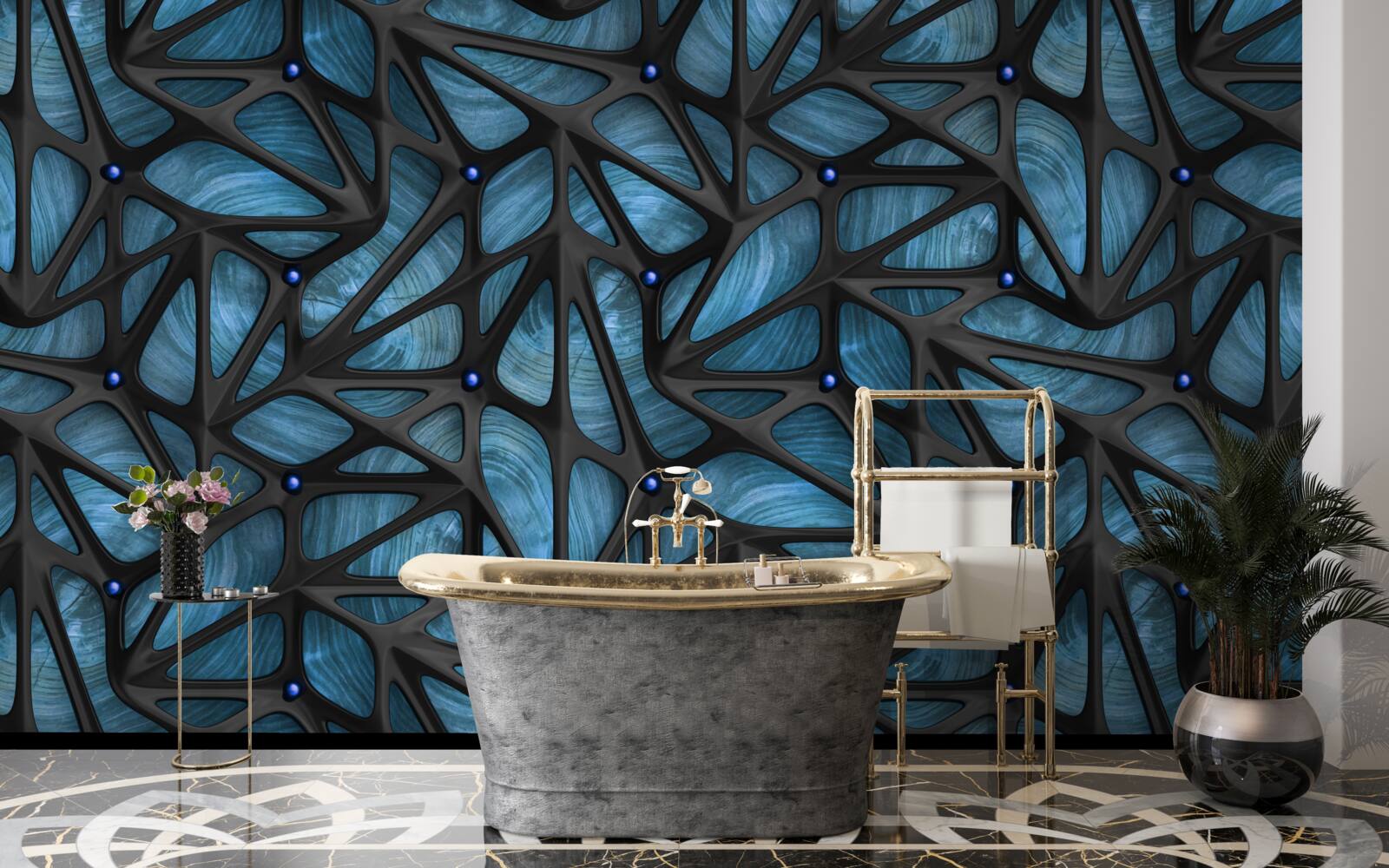 Fototapet Lumina lunii luminează noaptea pădurea acoperită cu frunze