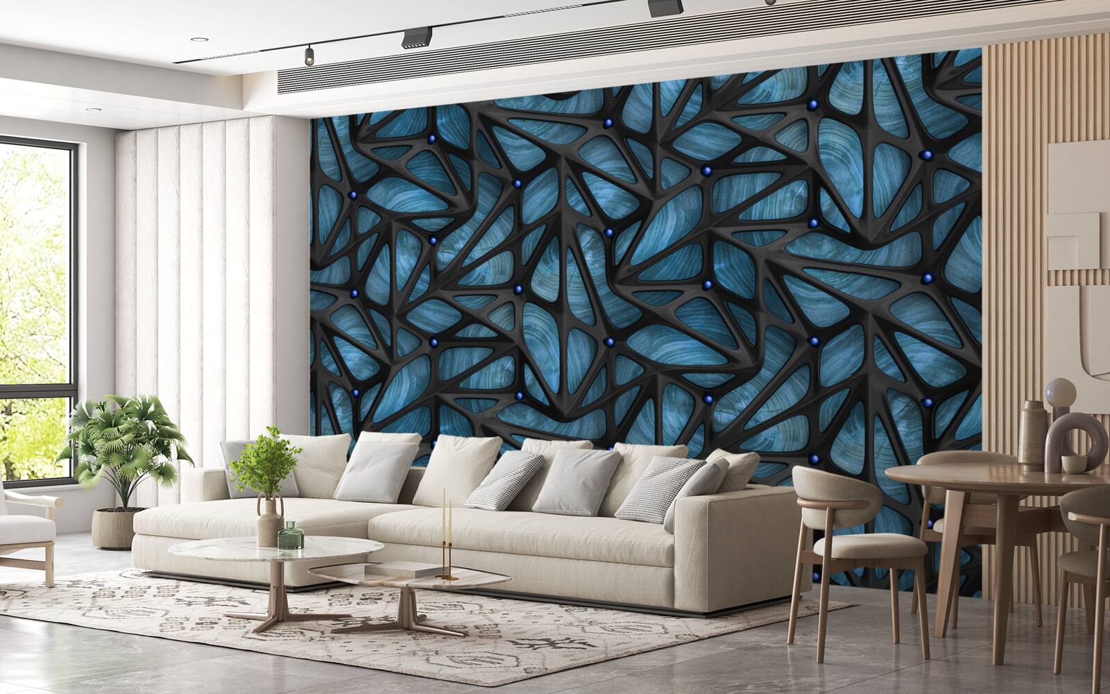 Fototapet Lumina lunii luminează noaptea pădurea acoperită cu frunze