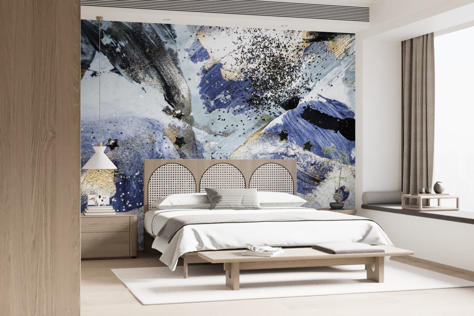 Fototapet nuanțe de auriu și albastru într-un design abstract