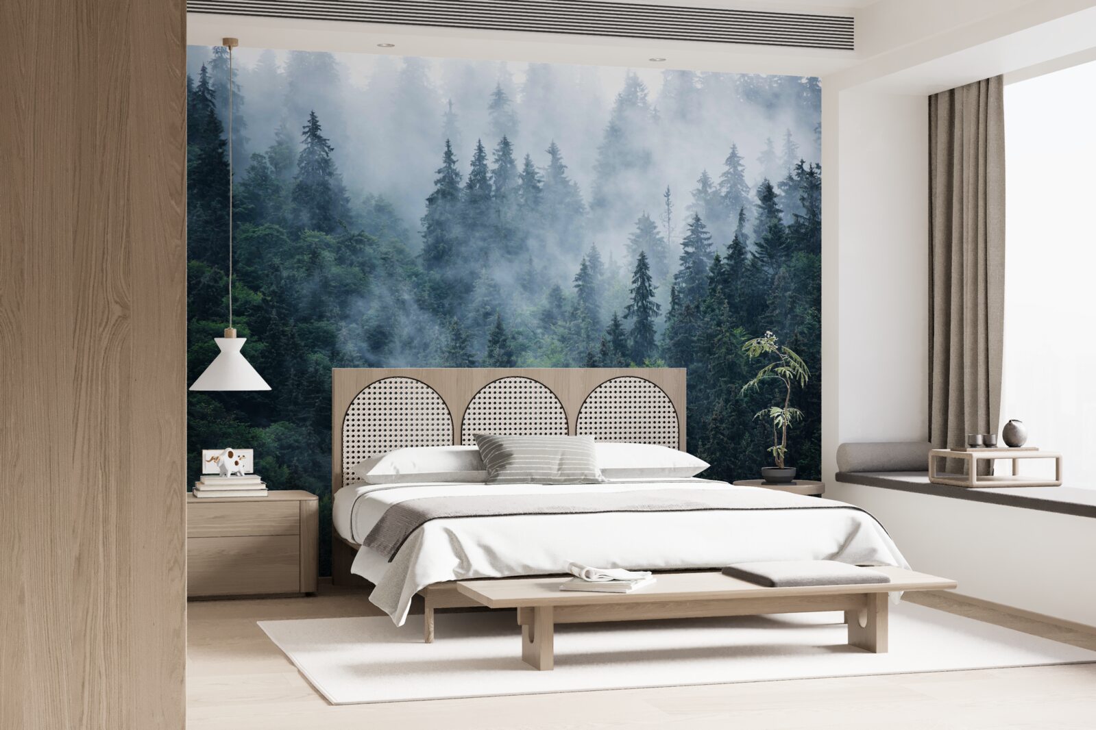 Fototapet ceața coboară pe o livadă de molizi