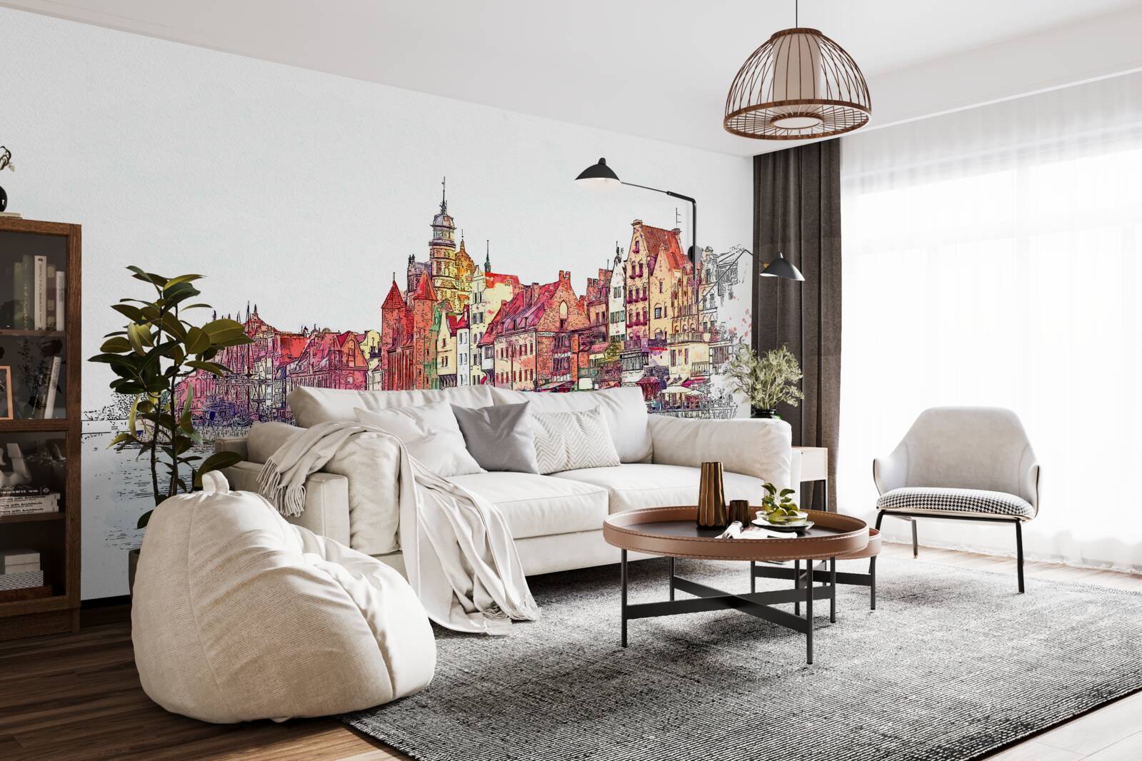 Fototapet reflectarea frumuseții urbane pe suprafața apei