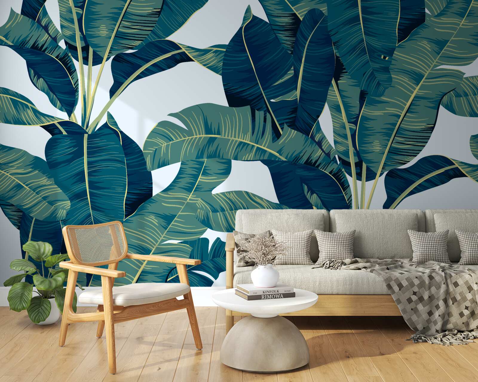 Fototapet frunze de ferigă verde închis intercalate cu