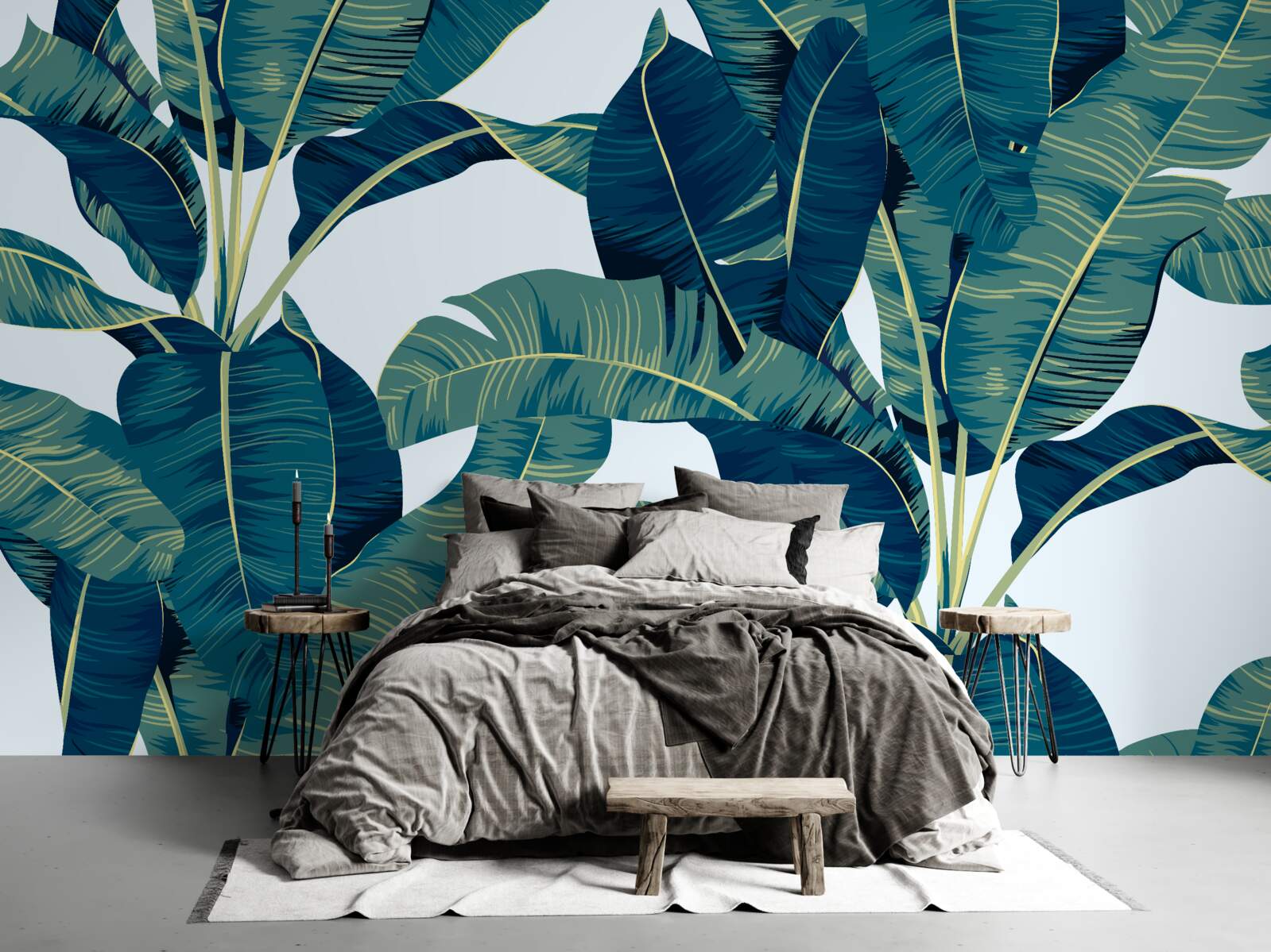 Fototapet frunze de ferigă verde închis intercalate cu