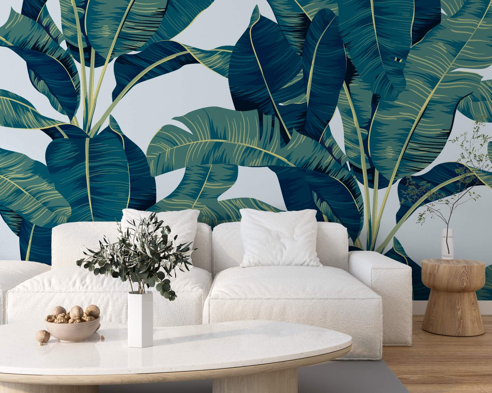 Fototapet frunze de ferigă verde închis intercalate cu