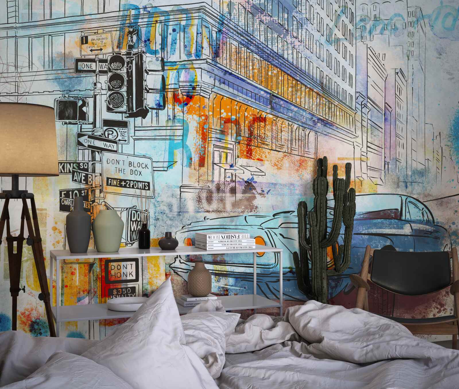 Fototapet schițe de mașini și străzi urbane