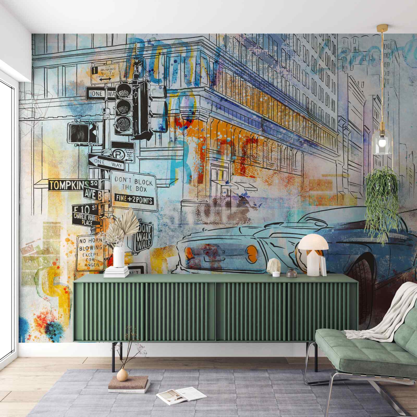 Fototapet schițe de mașini și străzi urbane