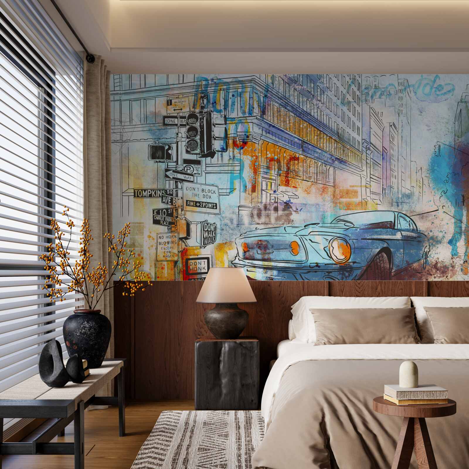 Fototapet schițe de mașini și străzi urbane