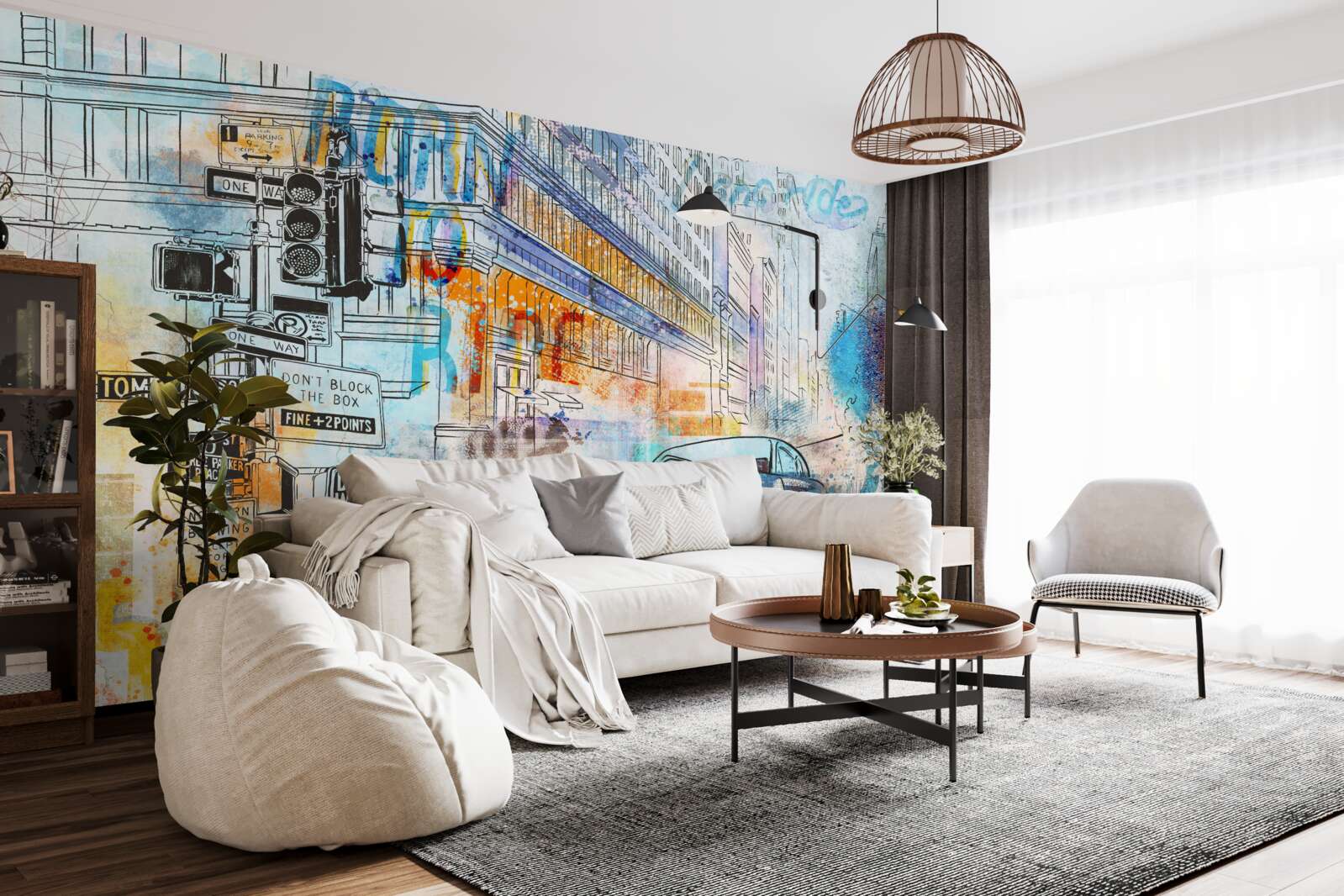 Fototapet schițe de mașini și străzi urbane