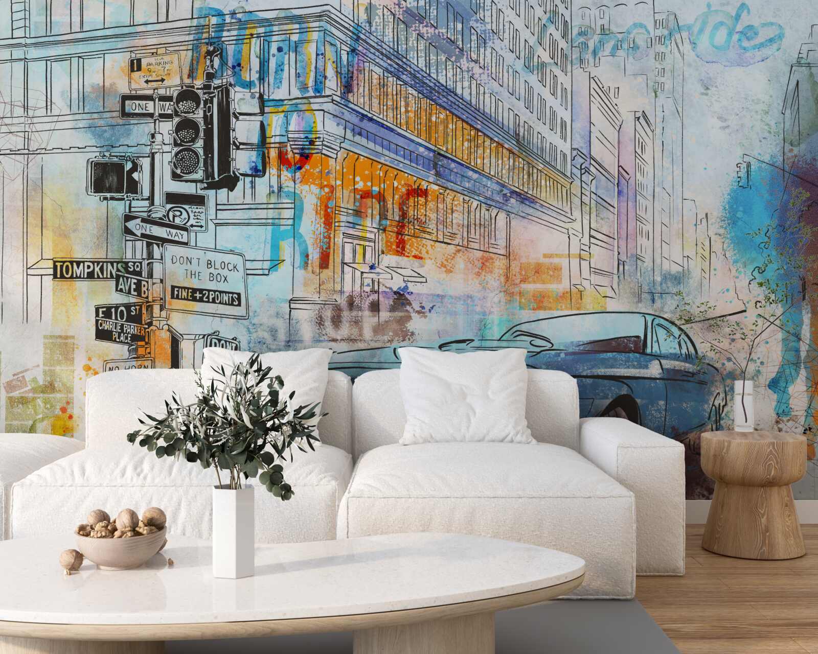 Fototapet schițe de mașini și străzi urbane