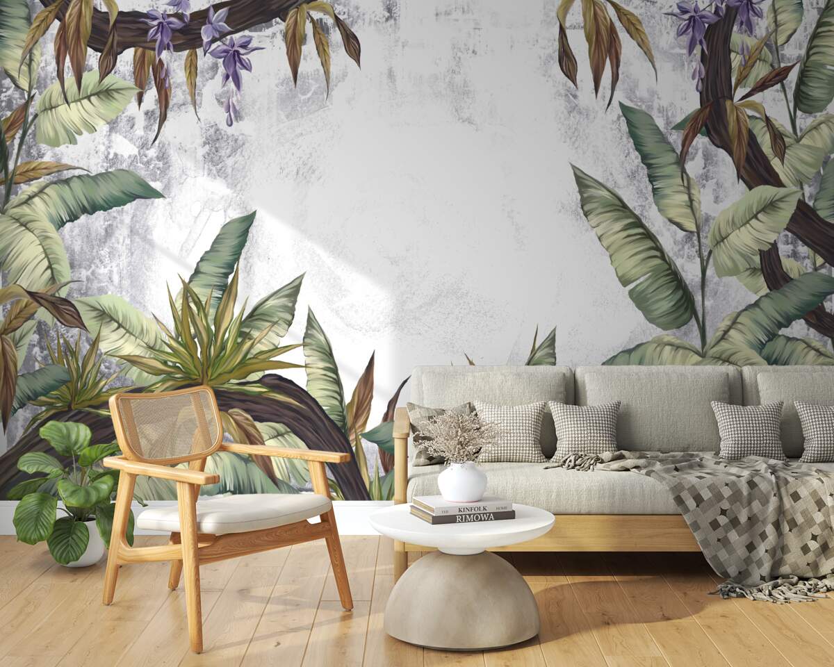 Fototapet frunzele din flora tropicală sunt verzi