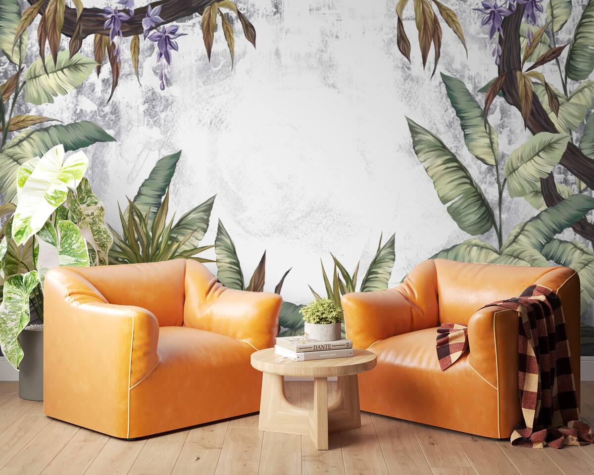 Fototapet frunzele din flora tropicală sunt verzi