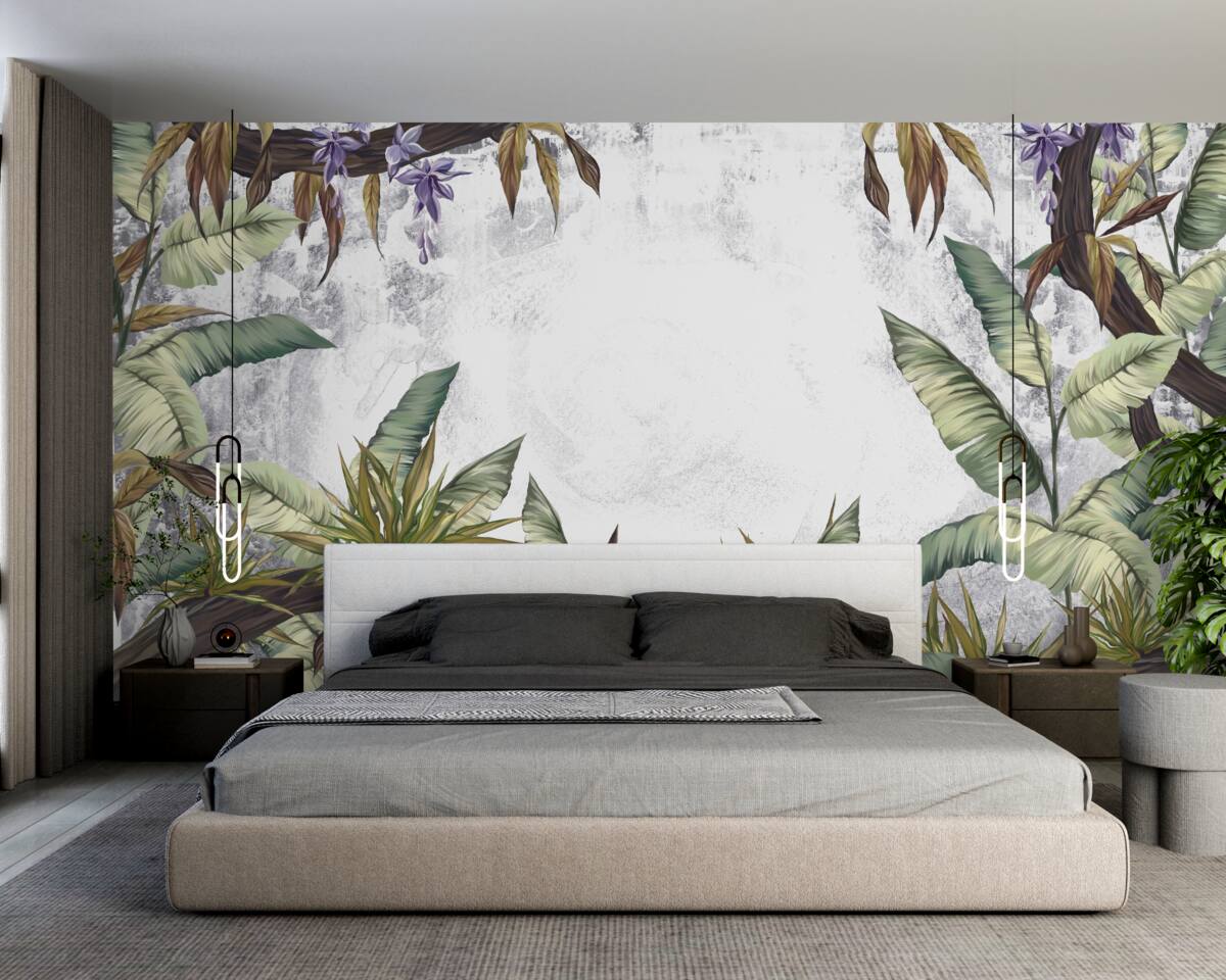 Fototapet frunzele din flora tropicală sunt verzi