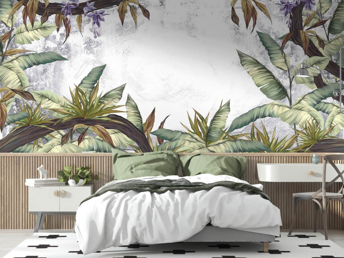 Fototapet frunzele din flora tropicală sunt verzi