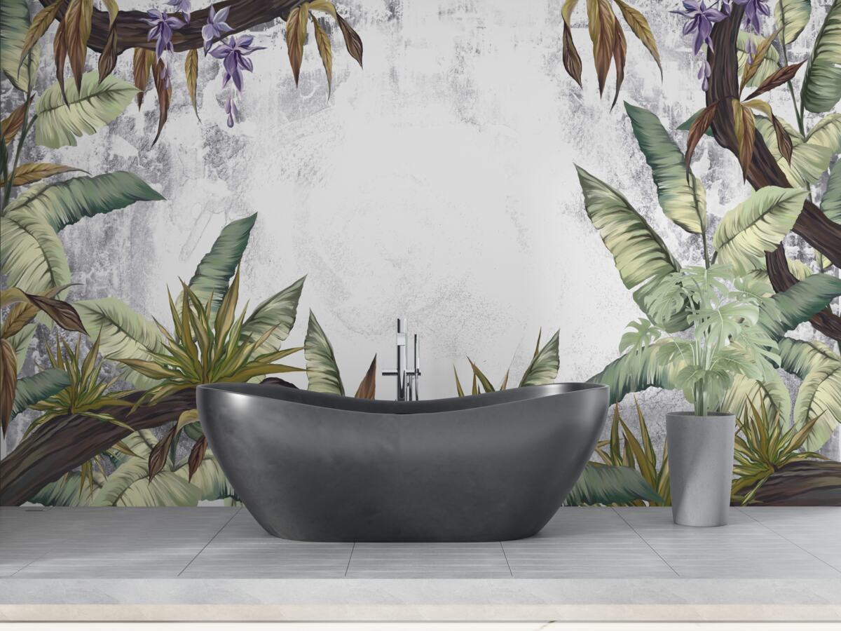 Fototapet frunzele din flora tropicală sunt verzi