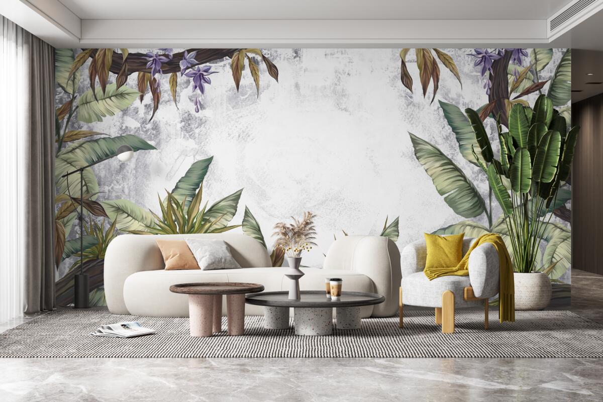 Fototapet frunzele din flora tropicală sunt verzi