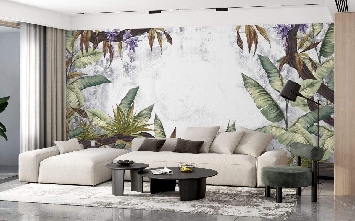 Fototapet frunzele din flora tropicală sunt verzi