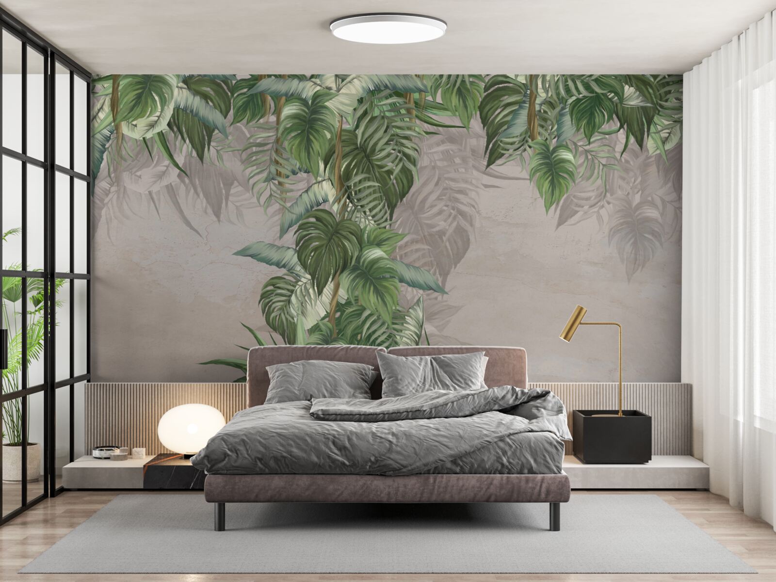 Fototapet frunzele monsterei mari sunt în căutare de umiditate